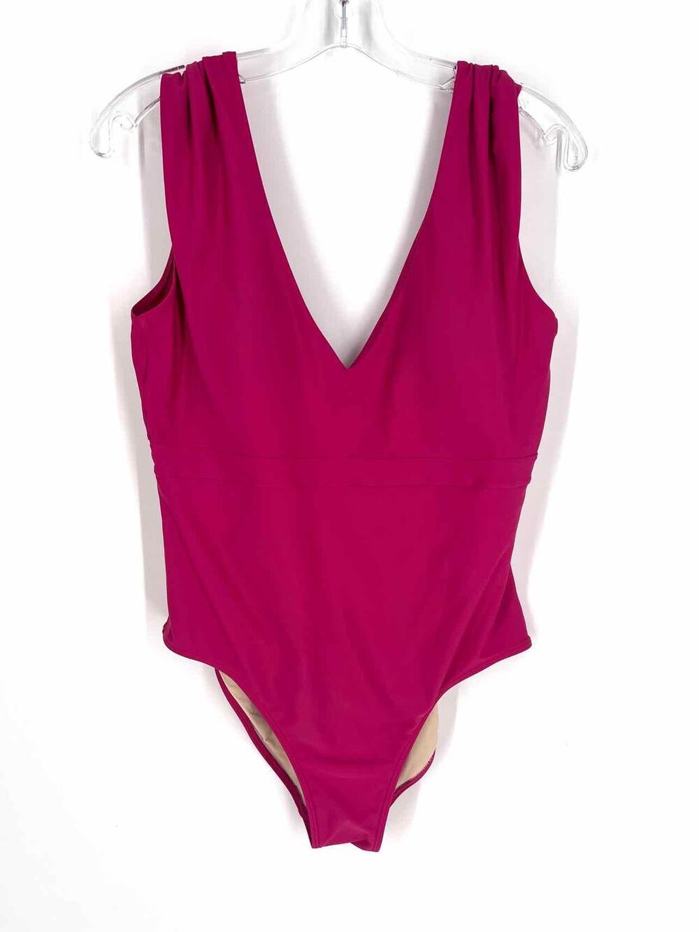 Summer Salt Size 10 Raspberry Gathered V-Neck Swimwear Swimsuit
